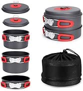 Alocs Camping Cookware Set Camping Gear, Compact Camping Pots and Pans Set, Durable Hard Alumina ...