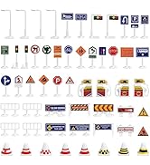 Toddmomy 56Pcs Traffic Road Signs Playset Street Signs, Mini Traffic Cones Crosswalk Signal Toys ...