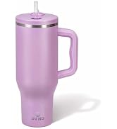 34HD Purple 40oz Insulated Tumbler with Handle and Reusable Hidden Straw | Triple-wall Vacuum Ins...