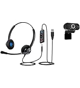 TruVoice VoicePro 40 USB and 3.5mm Headset with Noise Canceling Microphone and 1080P Webcam Bundl...