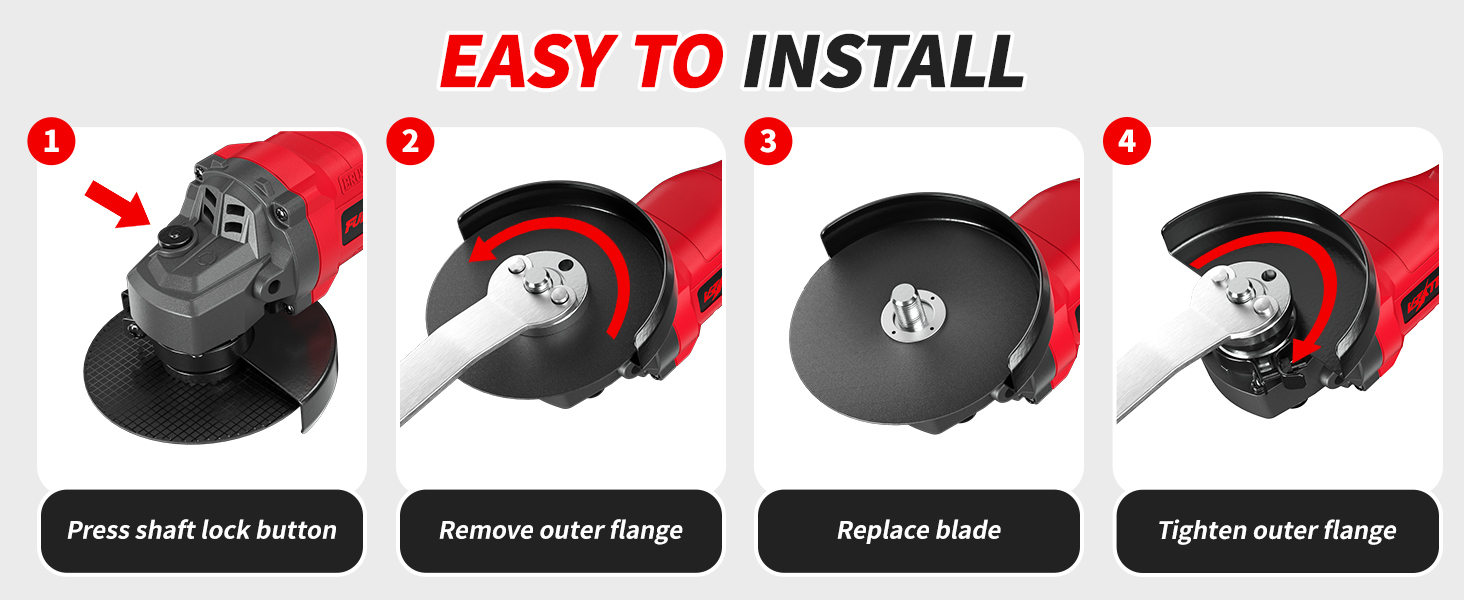 Battery Angle Grinder Tool Kit, 4-1/2 inch Cordless Grinder with Cutting Wheels