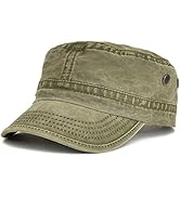 VOBOOM Washed Cotton Military Cadet Army Caps Unique Design Vintage Flat Top Hat