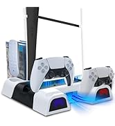 PS5 Slim Cooling Station, RGB PS5 Charging Dock with Cooling Fan and Controller Charger, for PS5 ...