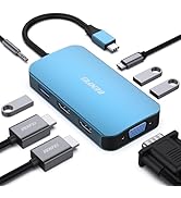 BENFEI USB C MST HUB 8in1 with USB-C to 2*HDMI/1*VGA, USB-C to 3*USB 3.0/100W Power Delivery/3.5m...