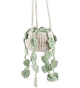 Decorbea Car Mirror Hanging Accessories, Crochet Potted Plant Basket Car Decor, Handmade Knitted ...