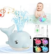2024 Upgraded Bath Toys, Rechargeable Baby Bath Toys, Dolphin Spray Water Light Up Musical Toys 6...