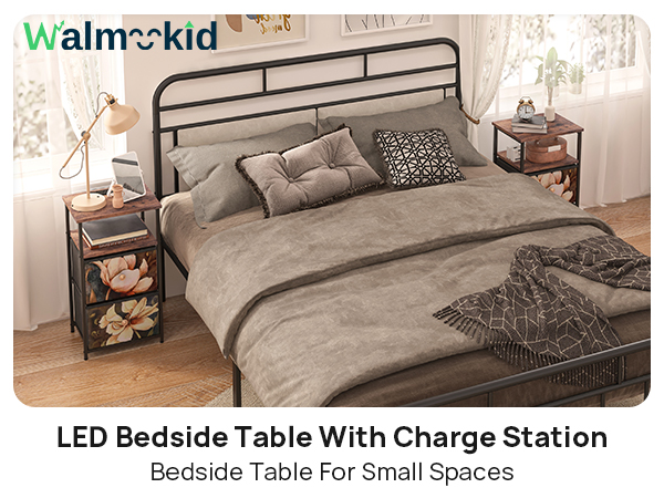 Nightstands Set of 2 with Charging Station