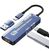 PERESAL USB 3.0 Video Capture Card with PD 100W and USB3.0 Port, Streaming Game Recording 4K, 60F...