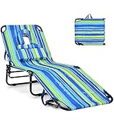 GYMAX Tanning Chair, 350lbs Beach Lounge Chair with Face Hole, Detachable Washable Pillow &amp; Carry...