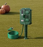 DEWENWILS Outdoor Power Stake Timer Waterproof, 6 Grounded Outlets, 6FT Extension Cord, 100FT Wir...