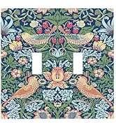 Yamxbfa Willams Morris Vintage Floral Rustic Green Leaf Double Toggle Light Switch Covers 2 Gang ...