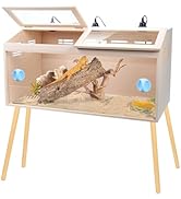 MECESOR Reptile Terrarium with Stand &amp; Ventilation - 33 Gallon Bearded Dragon Tank, Wood &amp; Acryli...