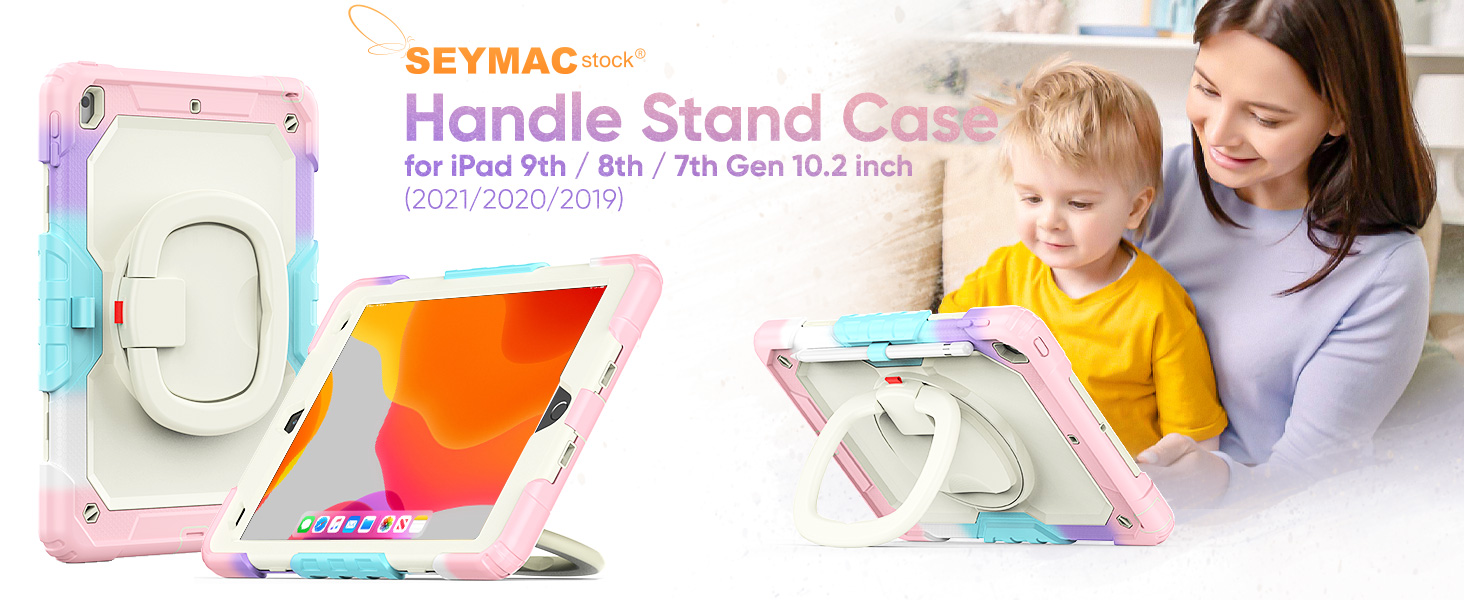 iPad 9th 8th 7th 10.2 inch Case with 360 rotatable stand 180 folding handle