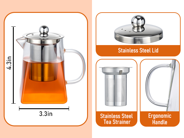 Teapot Blooming and Loose Leaf Tea Maker Tea Brewer for Camping, Travel