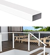 Muzata 6.6ft White Handrail Stainless Steel for Cable Railing Indoor Outdoor Stairs Deck 2 3/8''x...