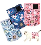 Reusable Cat Diapers 3 Pack with Good Absorbency Kitten Diapers Small for Female&amp;Male Cat Easy to...