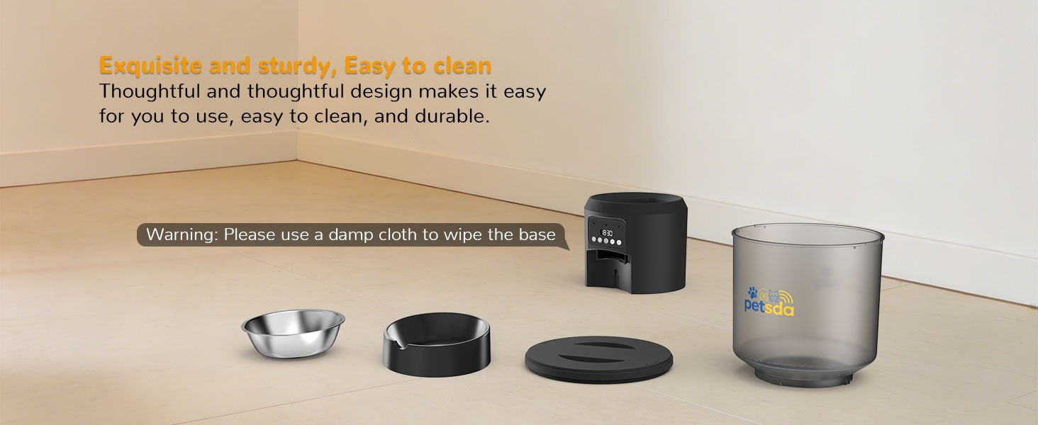 Automatic Cat Feeders 4L Timed Cat Dry Food Dispenser, Dual Power Supply Programmable Portion Size