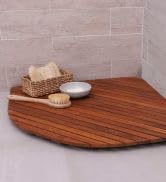 Nordic Style Premium Teak Shower and Bath Mat for Indoor and Outdoor Use - Non-Slip Wooden Platfo...