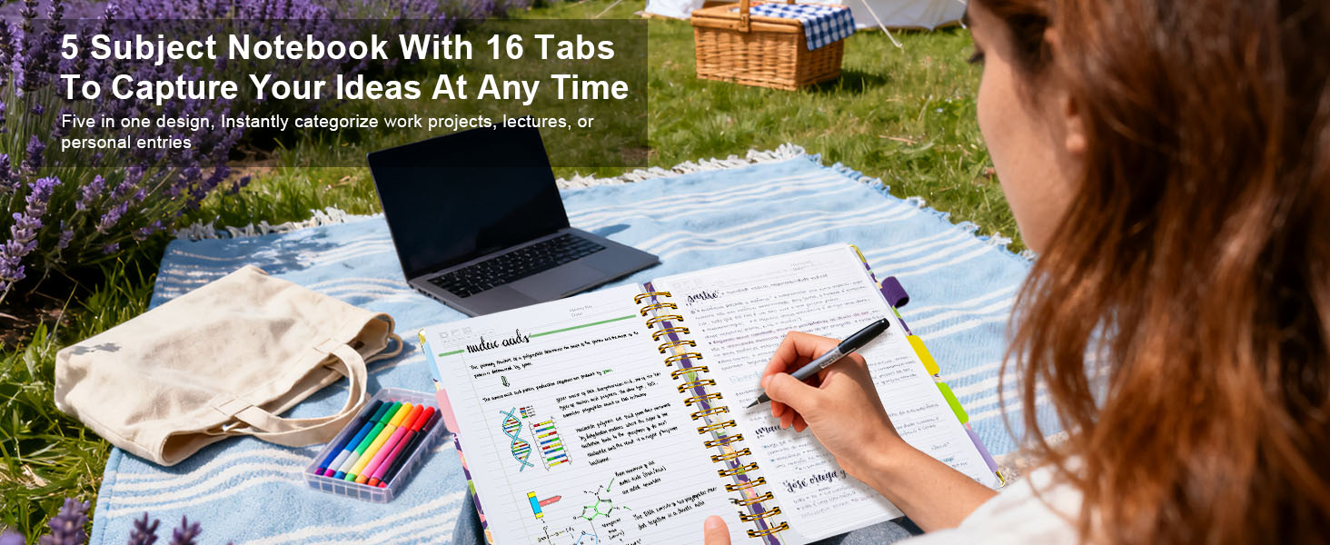 5 subject notebook for school