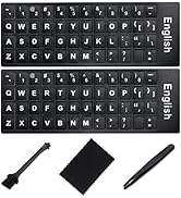 English Keyboard Stickers [5 in 1],Super Clear Large Print Bold White Letters on Black Background...