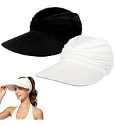 2Pcs Wide Brim Sun Visor Hats for Women, UPF 50+ UV Protection Visor Hat, Lightweight Packable Po...