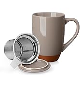 MALACASA Ceramic Tea Mug with Lid and Stainless Steel Infuser, 18 oz Large Tea Cup for Loose Leaf...