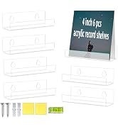 XIANG YXWO 6 Pack 4 Inch Clear Vinyl Record Shelf Wall Mount Vinyl Album Display for Record/Book/...