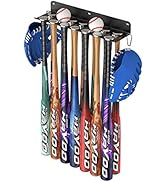 QBA Wall Mount Baseball Bat Holder, 8 Prongs Heavy Duty Steel Bat Rack Holds 14 Bats, Baseball So...