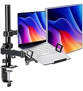 monTEK Monitor Mount and Laptop Stand for Desk, Adjustable Height Monitor Arm Fit up to 32 inch S...