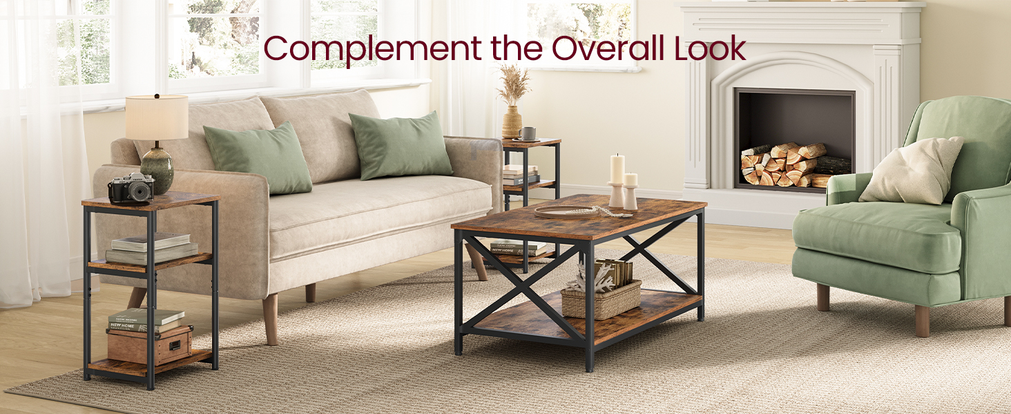 Side Table, Small End Table, Tall Nightstand for Living Room, Bedroom, Office, Bathroom