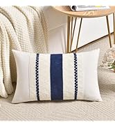 Fancy Homi Set of 1 Navy Blue Lumbar Decorative Throw Pillow Covers 12x20 Inch for Couch Bed Sofa...