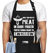 NLUS Funny Aprons for Men, Men’s Funny Chef Cooking Grilling BBQ Apron with 3 Pockets, Father's D...