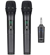 KITHOUSE K380A Wireless Microphone Karaoke Microphone Wireless Mic Dual with Rechargeable Bluetoo...