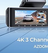 AZDOME M550 Max 4K 3 Channel Dash Cam, 4K+2.5K+1080P Dash Cam Front and Rear Inside Built-in WiFi...