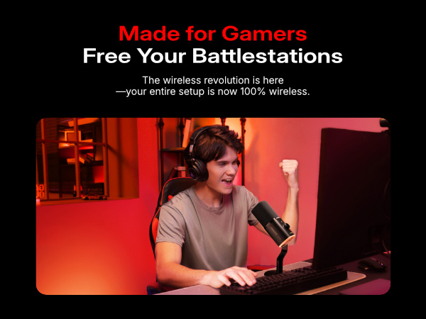 MAONO PD100W Wireless Microphone for PC,USB Gaming Mic with One-Click Noise Reduction