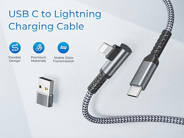 usbc to lightning charger cable with adapter