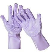 DELOMO Dog Washing Gloves 1 Pair: Soft and Gentle Silicone Pet Grooming Gloves - Bathing Scrubber...