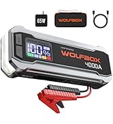 WOLFBOX 4000A Jump Starter,12V Car Battery Jump Starter with 65W Quick Charger,LED Display,24000m...
