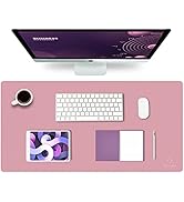 K KNODEL Large Office Leather Desk Mat, Mouse and Keyboard Pad, Computer and Laptop Mat, Desktop ...