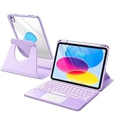 Harvopu for iPad 10th/11th Generation A16 Case with Keyboard, 360 Rotation Detachable Cover with ...