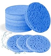 Spunspon 50-Count Facial Sponges Compressed Natural Cellulose Sponge Round Shape Face Sponge for ...