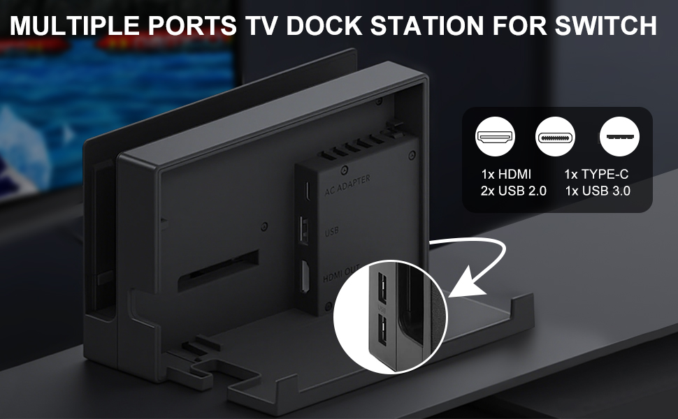 multiple ports tv dock station for switch nintendo