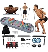 HOTWAVE Portable Exercise Equipment with 16 Gym Accessories,20 in 1 Push Up Board Fitness,Resista...