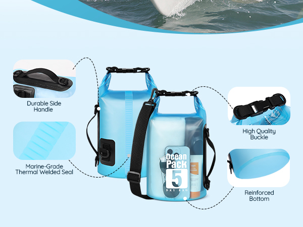 TILYMOL dry bag is made of transparent material to help locate the things you need quickly