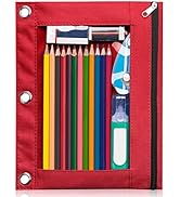 Forvencer Pencil Pouch for 3 Ring Binder, Binder Pencil Pouch with Smooth Zipper, Clear Window Pe...