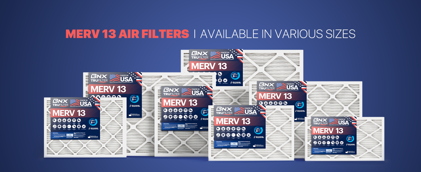 MERV 13 Air filters are available in various sizes 