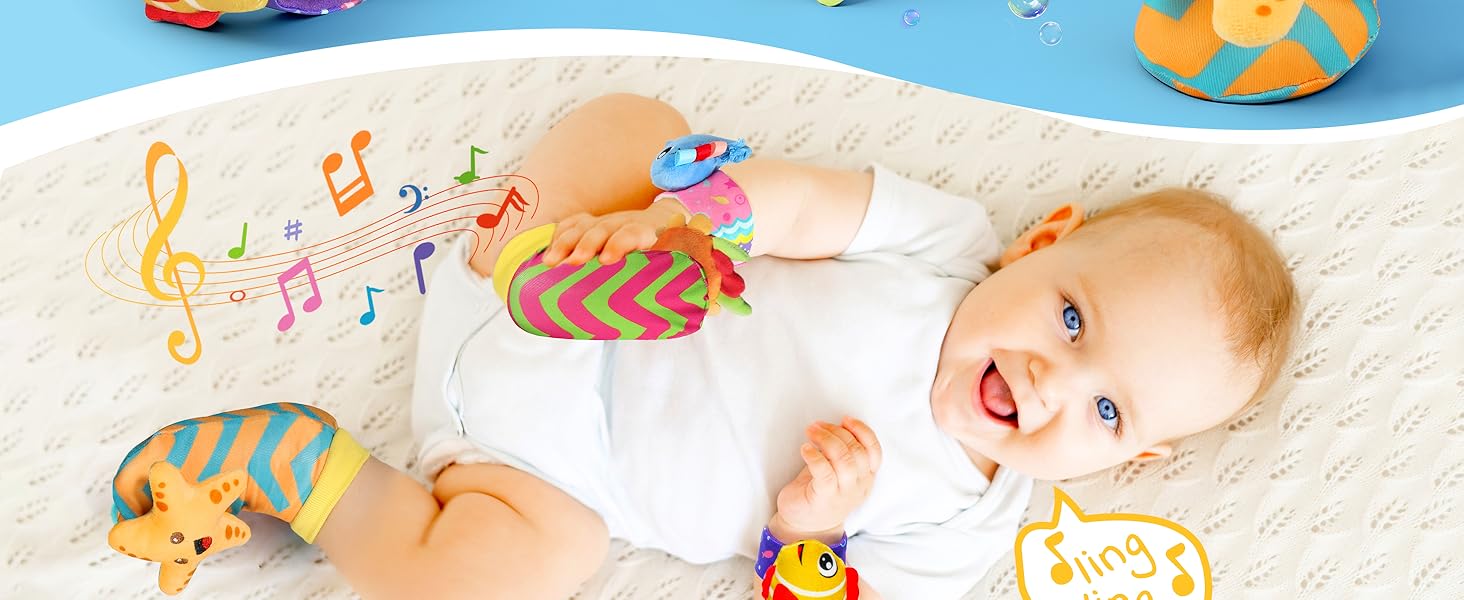 URMYWO Baby Newborn Boys and Girls Gifts, Wrist Rattles for Baby, Rattle Socks Toys for 0-6 Months