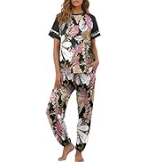 PrinStory Womens Pajama Sets Short Sleeve Pjs 2 Piece Lounge Set Soft Pj Sets Lightweight Sleepwe...
