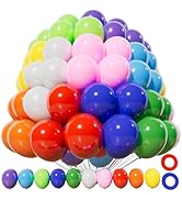 KAWKALSH 200pcs Balloons 5 Inch Assorted Colors, Small Mini Rainbow Latex Balloons for Party Birt...