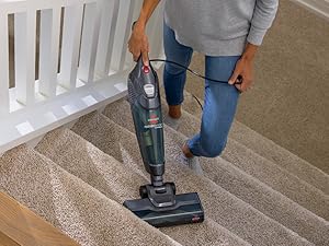 Stair Vac Quick Release Handle easily removes to use as a stair vacuum.